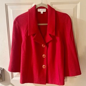 St. John Collection Barbiecore Hot Pink/Magenta Long Sleeve knit Blazer/Jacket
